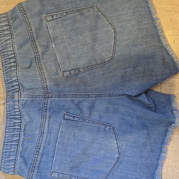 Aerie Distressed Drawstring Waist Raw Edge Jean Shorts - Picture 7 of 7
